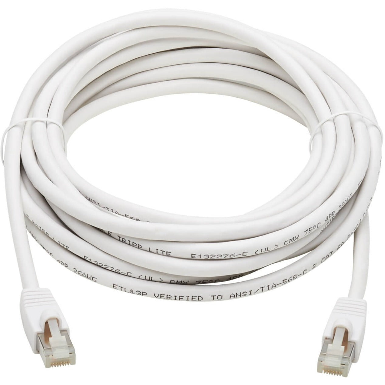 Full view of white 20-foot Cat6a ethernet cable showing flexibility and strain relief-alternate-image3