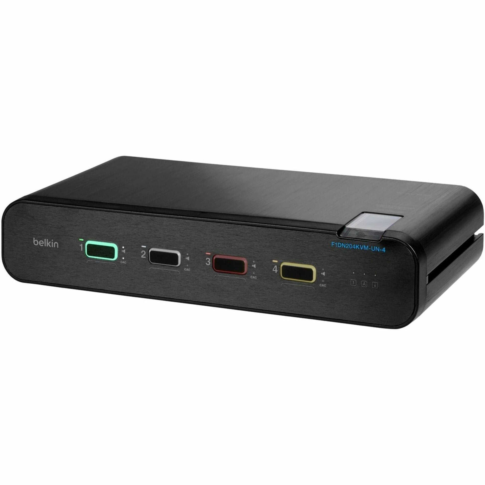 Belkin F1DN204KVM-UN-4 ユニバーサル 2nd Gen セキュア KVM スイッチ、4-ポート 2 ヘッド w/ CAC、3840 x 2160 解像度、1 年 保証、TAA 適合  ベルキン社 - Belkin