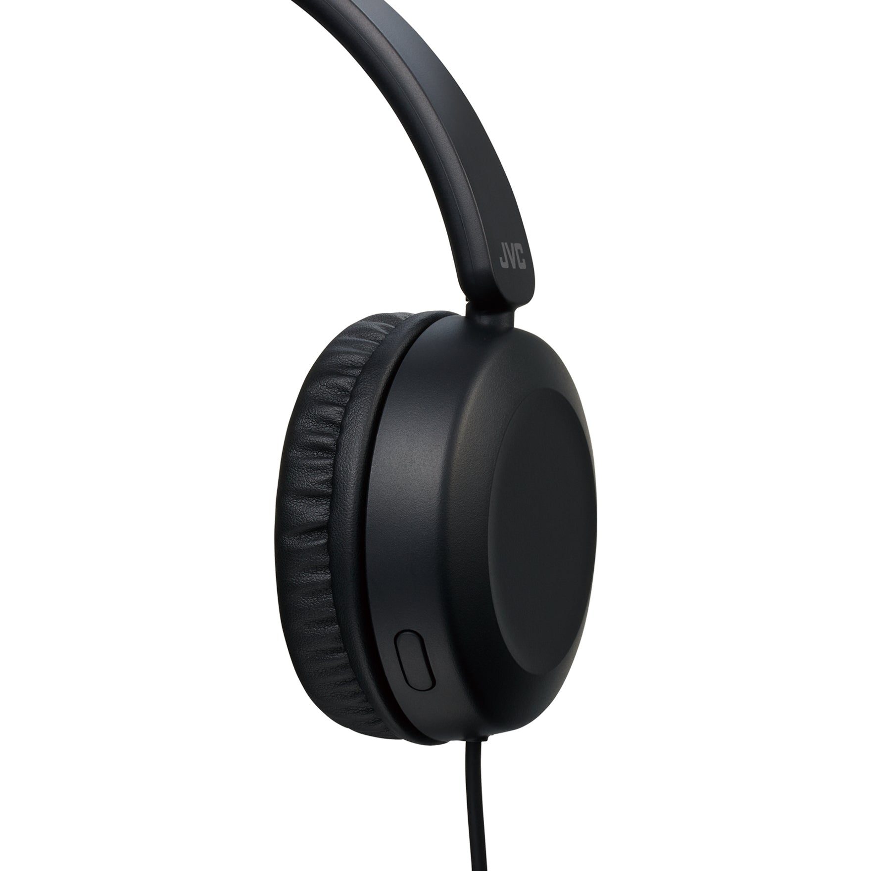 Close-up view of JVC HA-S31M headphone ear cup showing padding and control button-alternate-image3