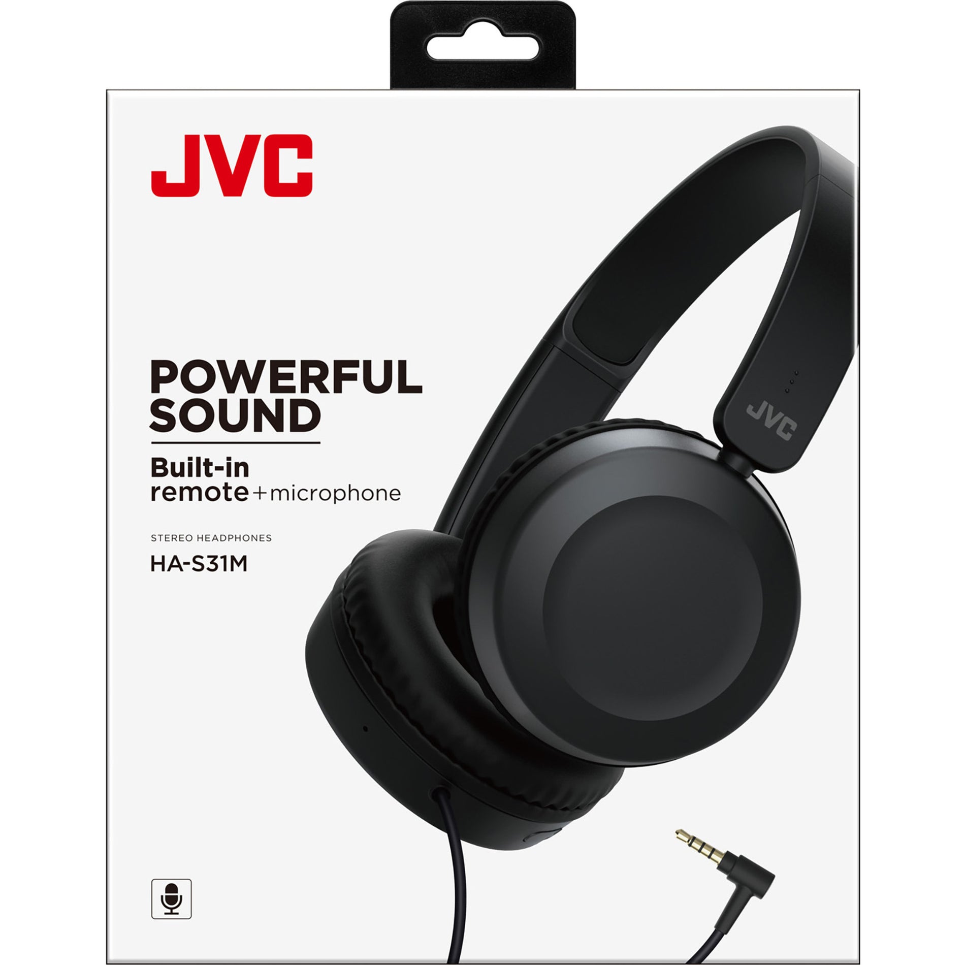 JVC HA-S31M headphones retail packaging showing product features and specifications-alternate-image2