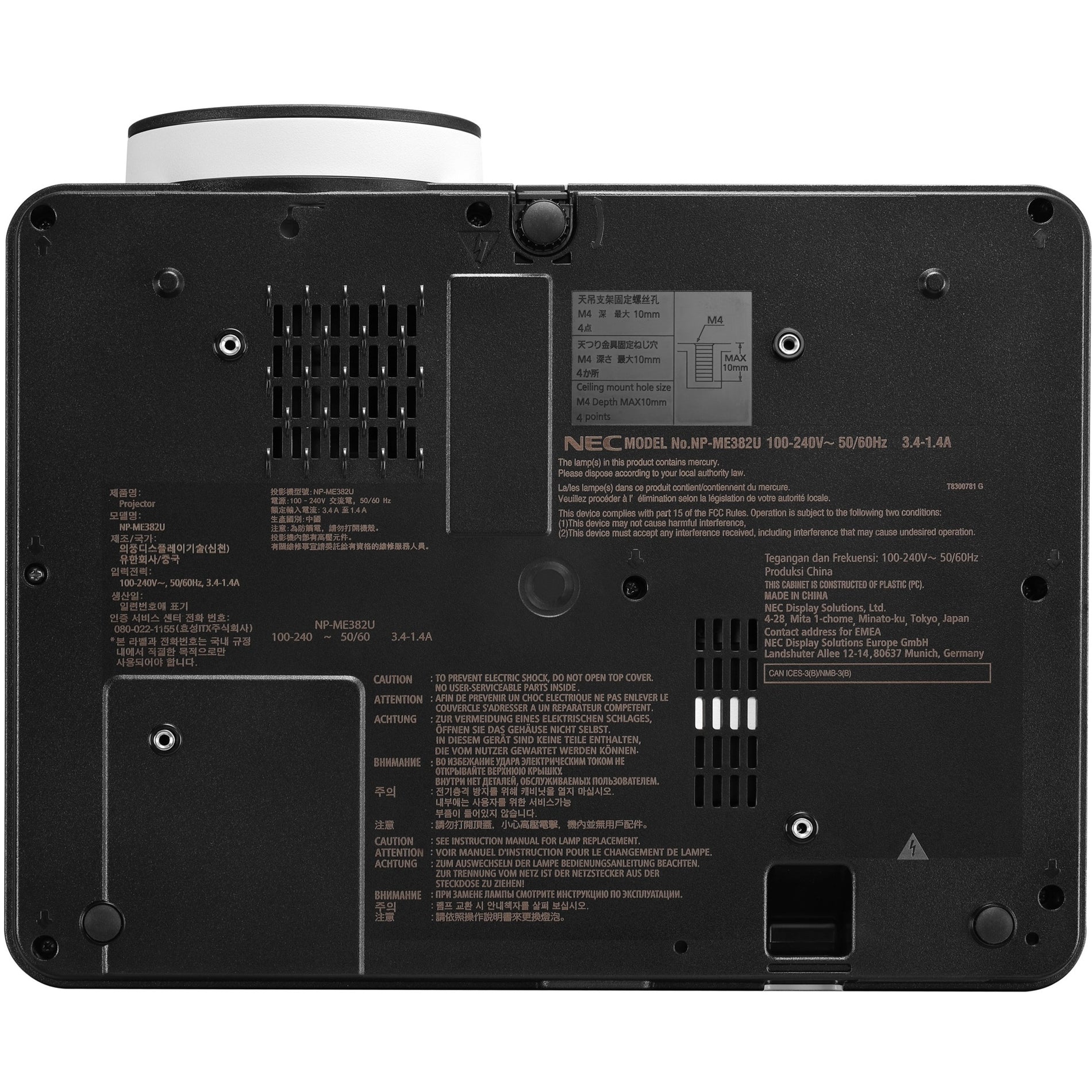 NEC Display NP-ME403U 4.000 Lumen WUXGA 16-facher Zoom LCD-Klassenzimmerprojektor Weiß