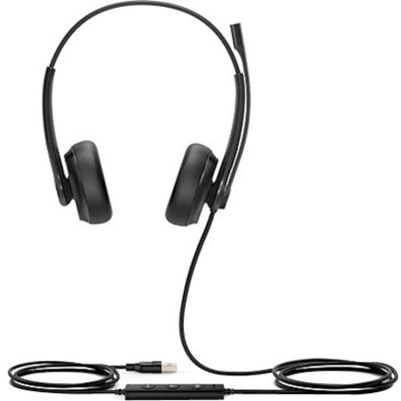 Front view of Yealink UH34 USB headset showing dual earpieces and flexible microphone boom-alternate-image2