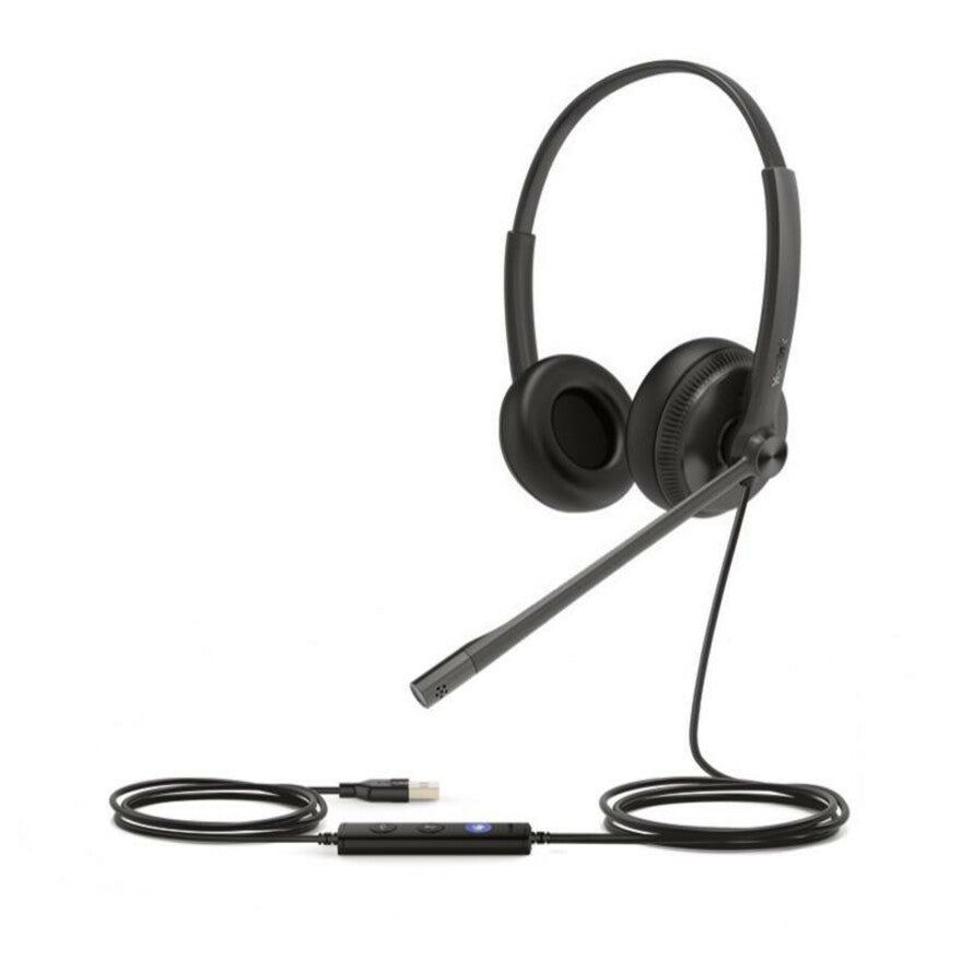 Yealink UH34 USB Wired Headset, Binaural Over-Head Design, Passive Noise Canceling, Microsoft Teams Button, Adjustable Boom Mic, In-Line Controller, Plug and Play - 1308043 (1 Year Warranty)