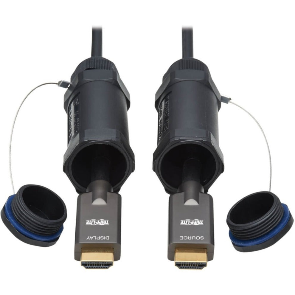 Close-up view of IP68-rated HDMI connectors with protective caps and watertight seals-alternate-image1