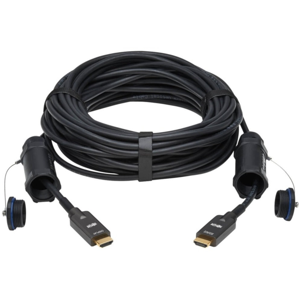 Active optical HDMI cable with labeled source and display connectors and cable management straps-alternate-image3