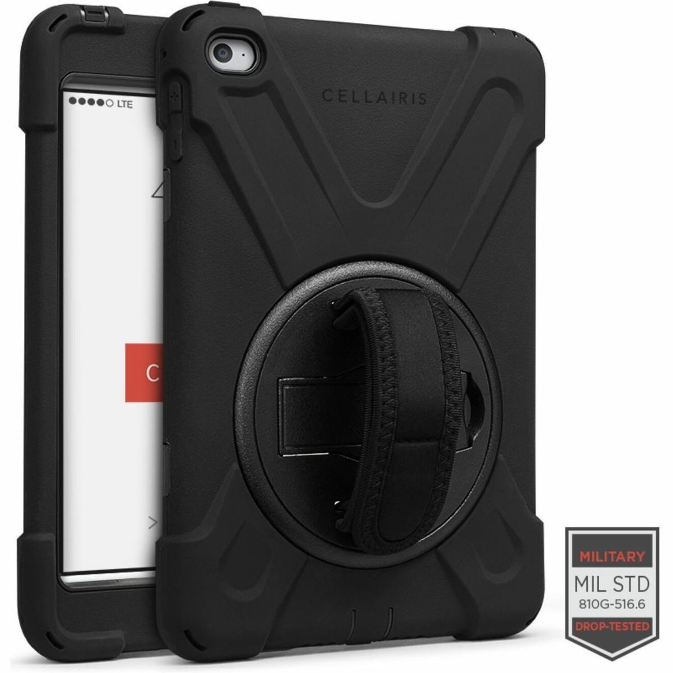 Black rugged iPad Mini case with rotating kickstand and military-grade drop protection certification-alternate-image2