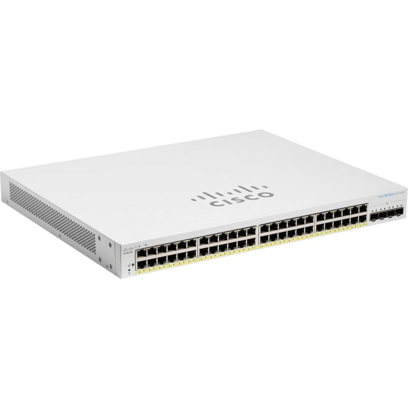 Side profile view of Cisco CBS220-48T-4X switch