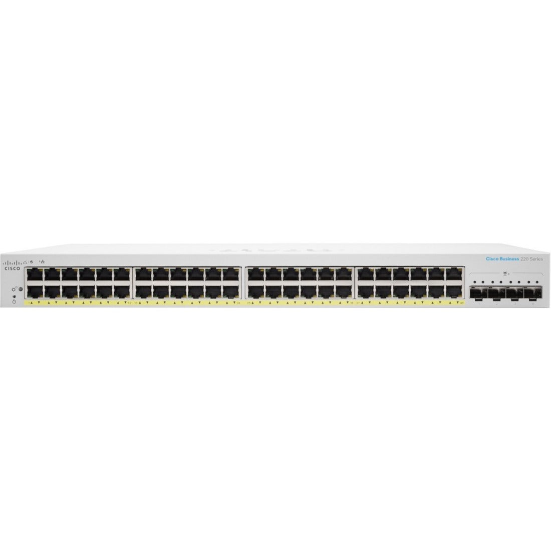 Detailed view of Cisco CBS220-48T-4X Ethernet ports-alternate-image6