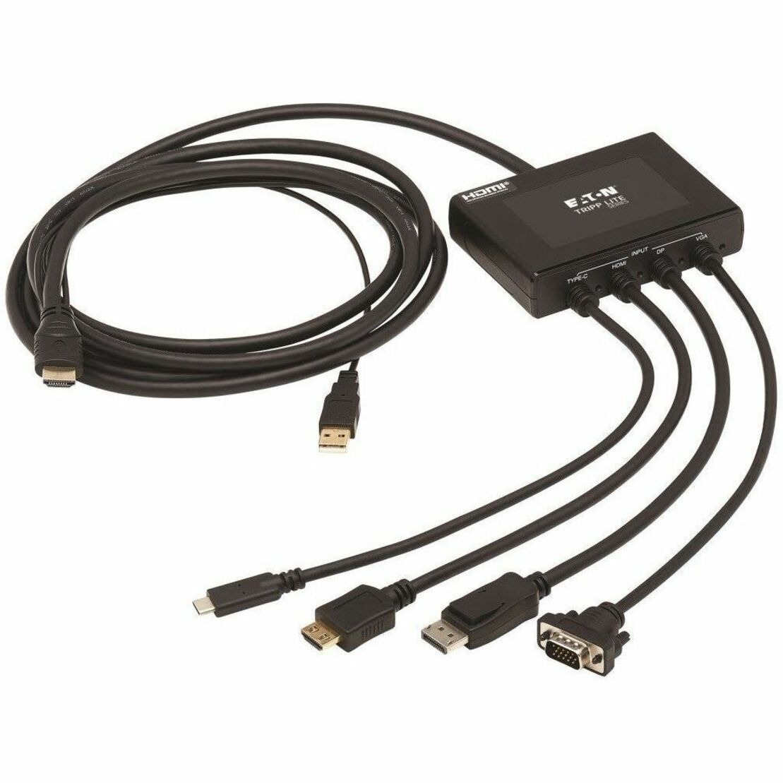 Tripp Lite B321-4X1-HDVC video adapter with multiple input cables and HDMI output-alternate-image1