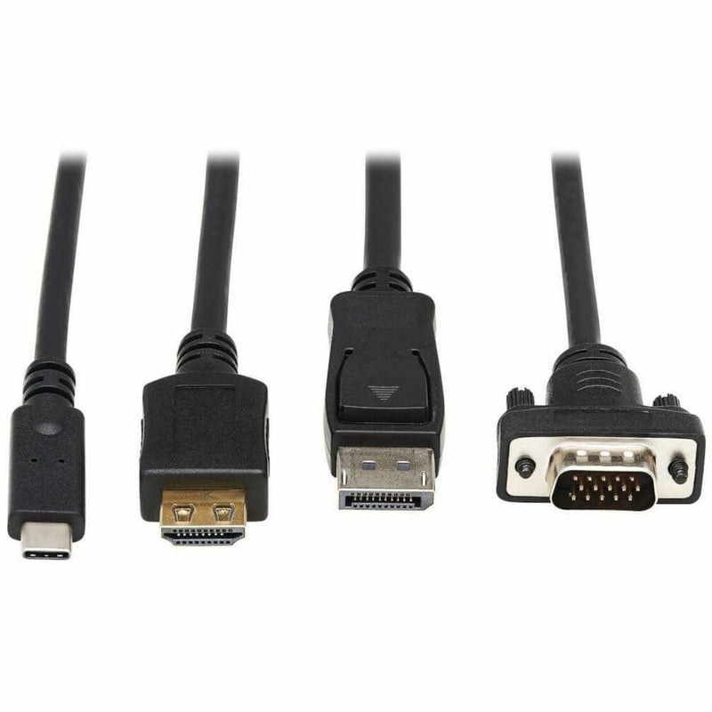 Close-up of various video connector types supported by the adapter