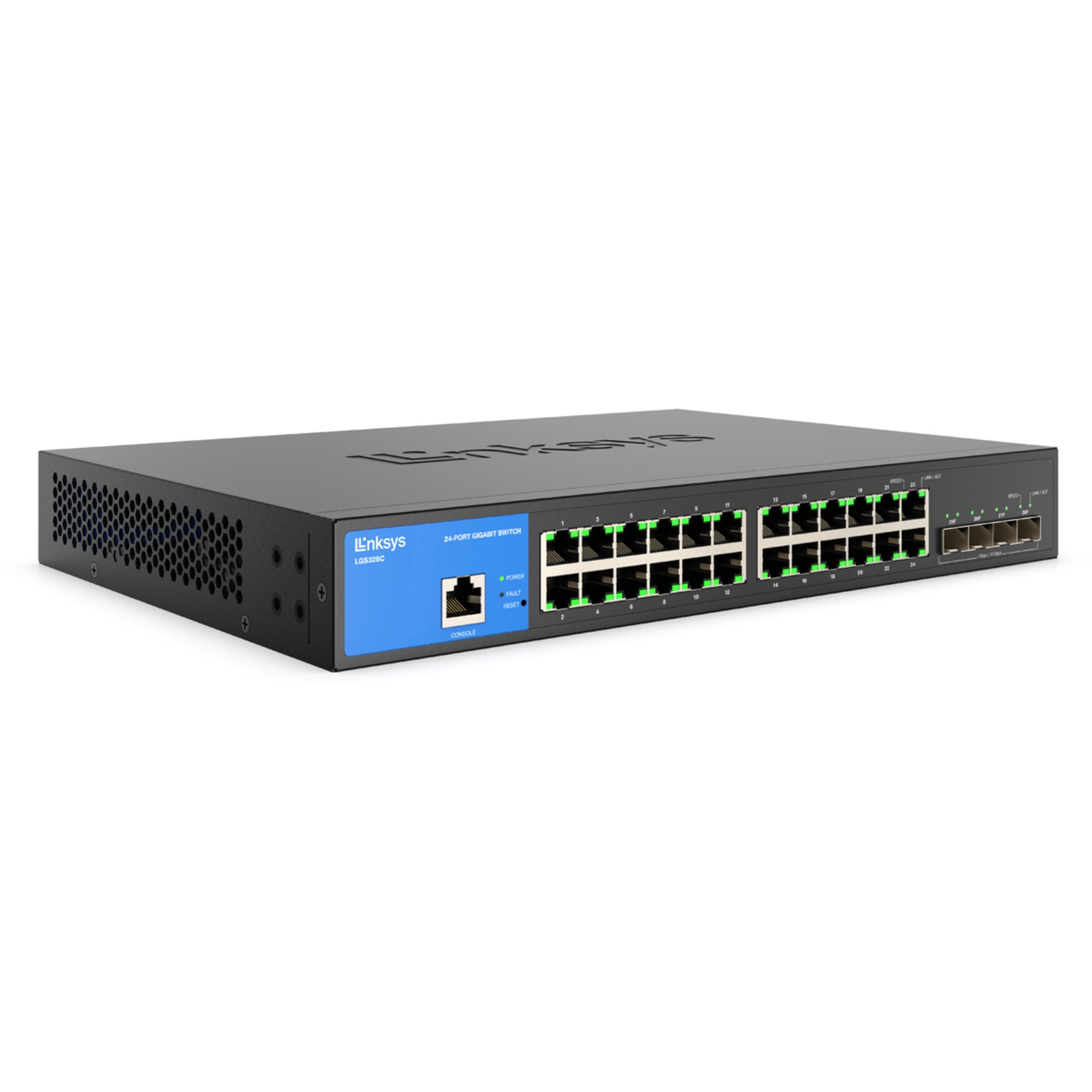 Linksys LGS328C 24-Port Managed Gigabit Ethernet Switch, 4x 10G SFP+ Uplinks, Layer 3, TAA Compliant, Rack-mountable, Network Security Features - LGS328C (5 Year Warranty)