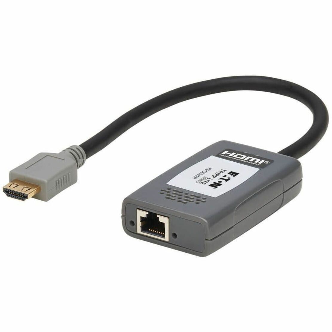 Angled view of Tripp Lite HDMI receiver showing status indicators-alternate-image3