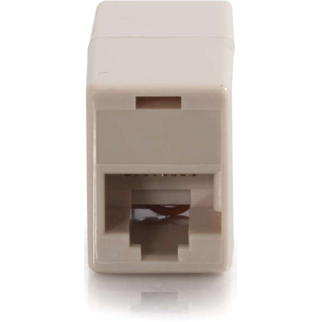 Close-up view of RJ-45 female port on ivory inline coupler-alternate-image2