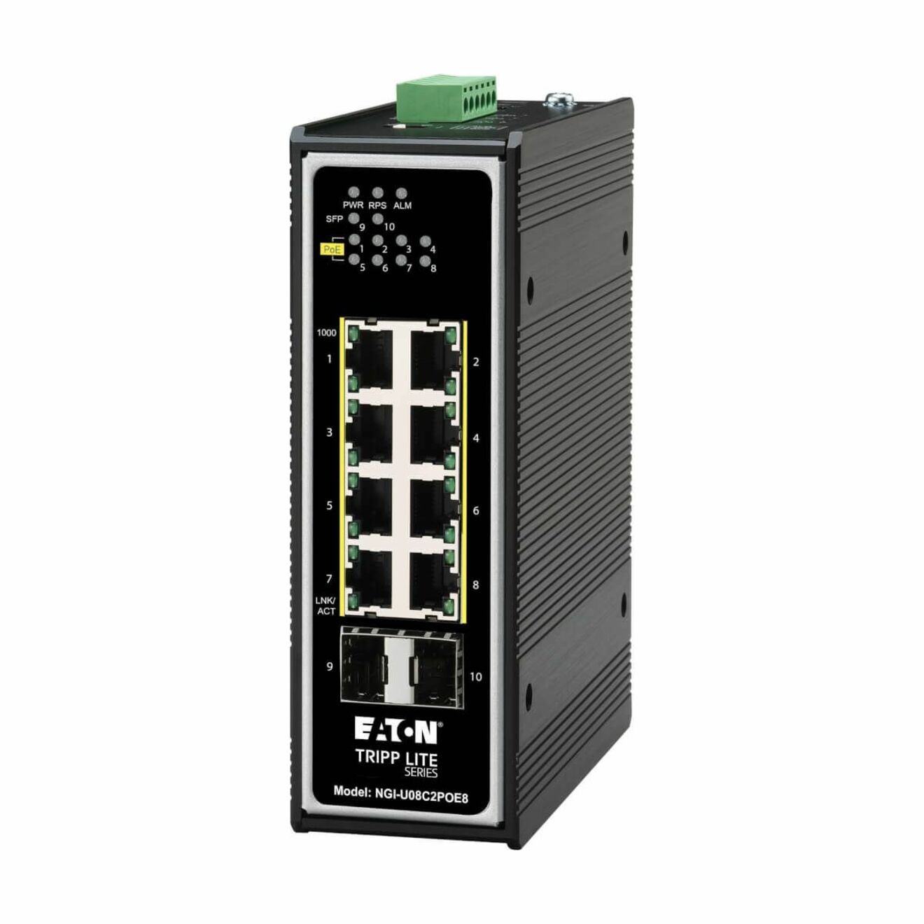 Tripp Lite door Eaton ETHERNETSCHAKELAAR ONBEHEERD 8-PORT POE+ 30W 2 SFP 10/100/1000 MBPS (NGI-U08C2POE8)