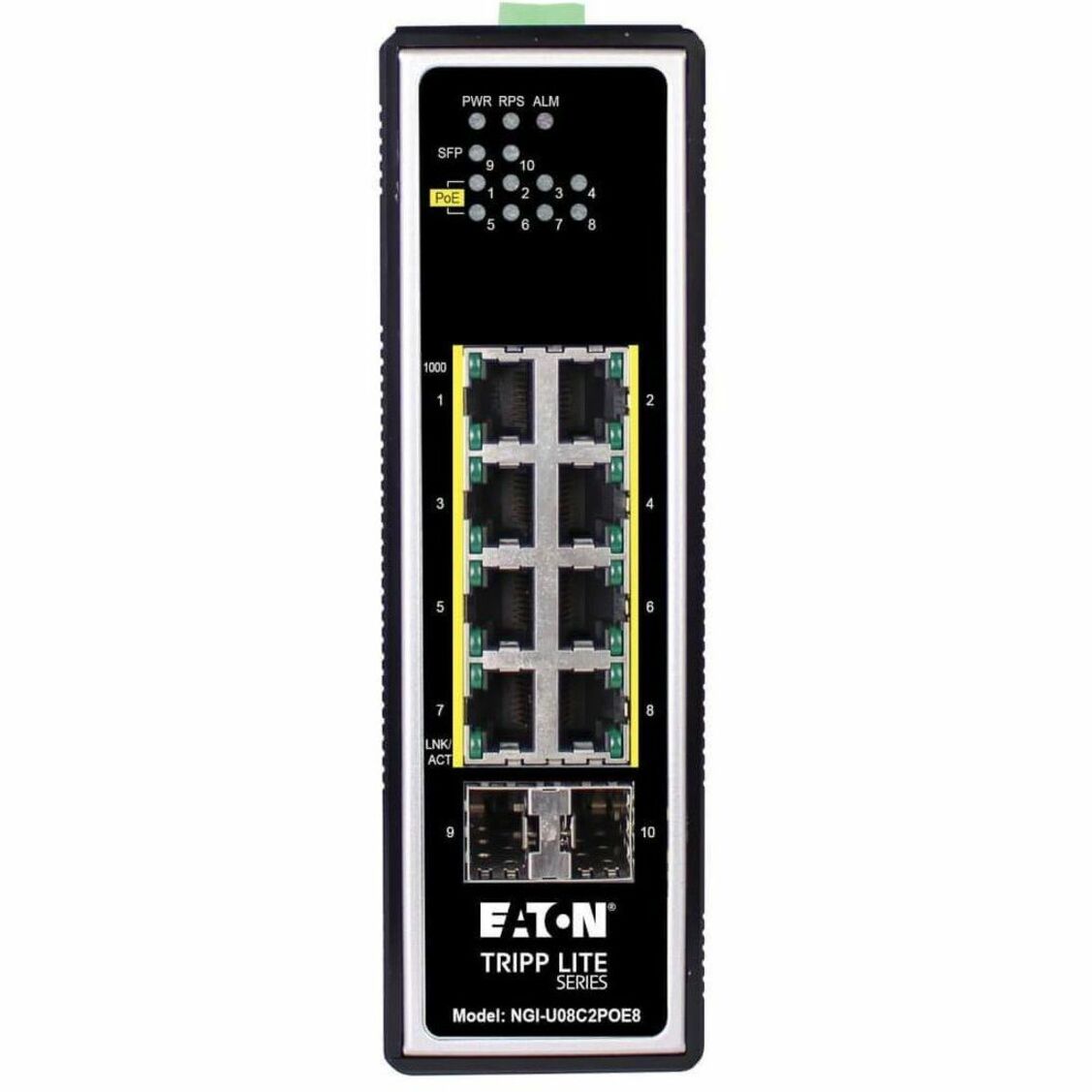 Tripp Lite par Eaton COMMUTATEUR ETHERNET NON GÉRÉ 8-PORT POE+ 30W 2 SFP 10/100/1000 MBPS (NGI-U08C2POE8)