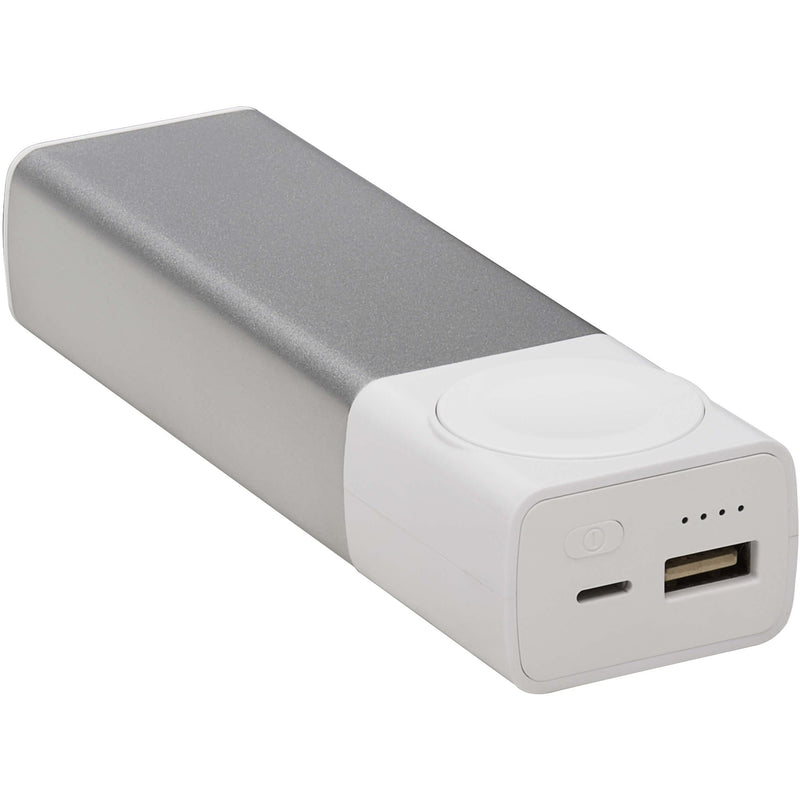 Profile view of slim Tripp Lite power bank showing dual-tone design