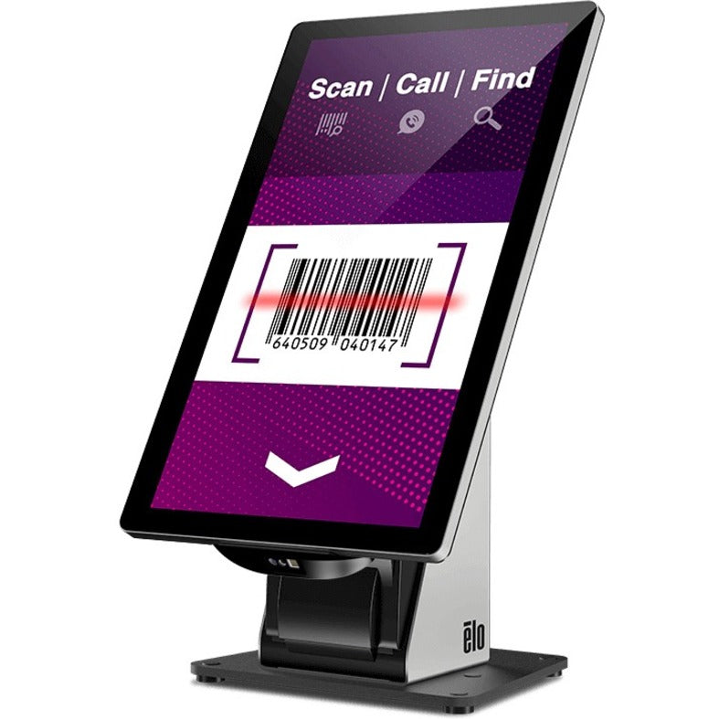 Elo POS system displaying barcode scanning interface with purple theme