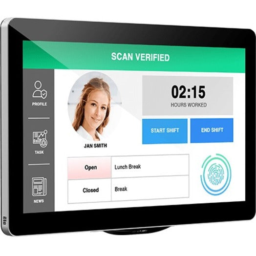 Screen showing time management interface with scanner integration