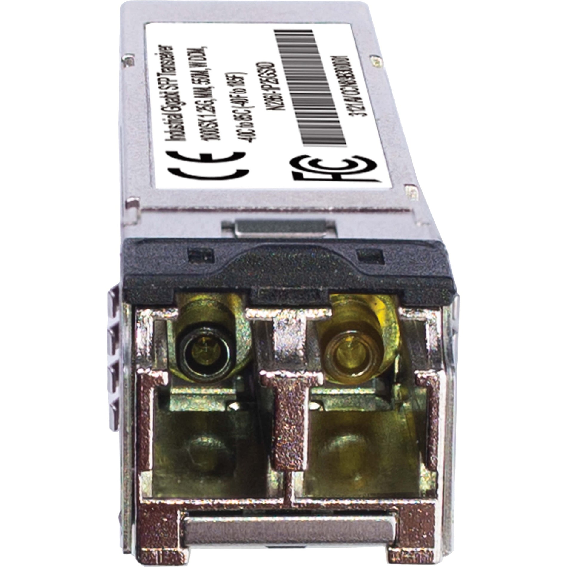 Close-up view of SFP module's dual optical ports with LC interface-alternate-image3