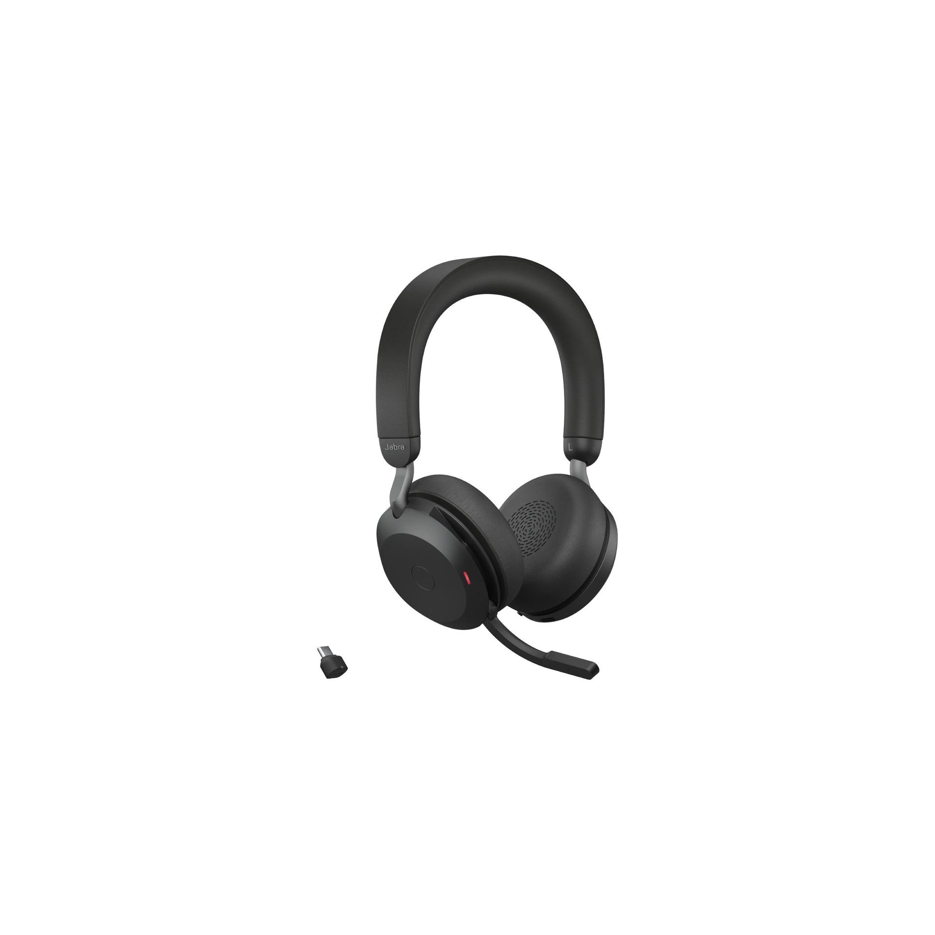 Jabra Evolve2 75 Wireless On-ear Stereo Headset - USB-C - Unified Communication - With Charging Stand - Black - Binaural - Ear-cup - 3000 cm - Bluetooth - 20 Hz to 20 kHz - MEMS Technology Microphone - Noise Cancelling (27599-989-889)