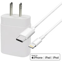 4XEM white USB-C power adapter with Lightning cable showing MFi certification-alternate-image1