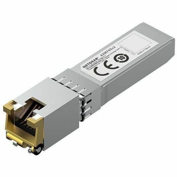 NETGEAR AXM765-20000S SFP+ module front view showing gold-plated RJ-45 connector interface-alternate-image1