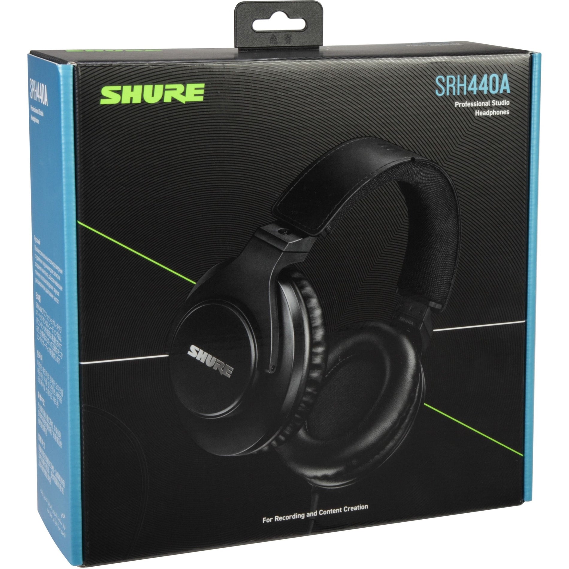 Product packaging of Shure SRH440A Professional Studio Headphones with included accessories-alternate-image7