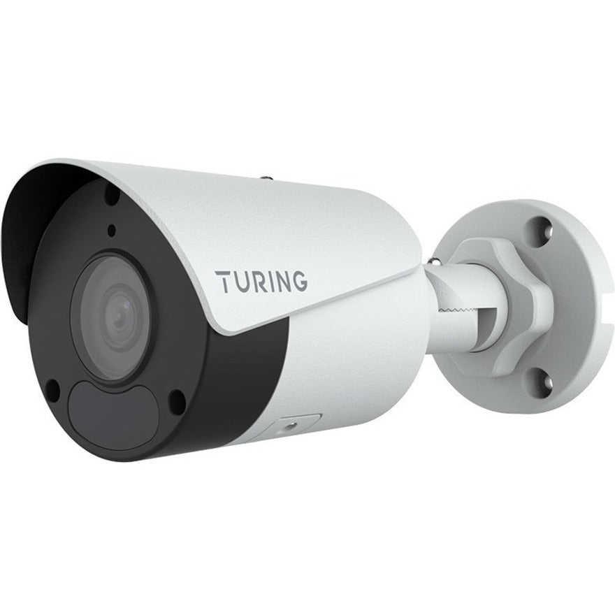 White Turing Video bullet security camera with mounting bracket showing 4MP lens and weatherproof housing-alternate-image1