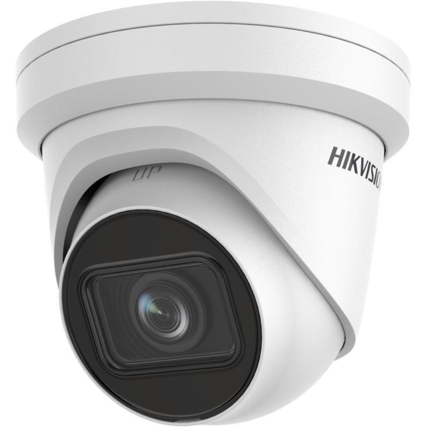 Front view of white Hikvision turret security camera with 4MP lens and motorized varifocal capabilities-alternate-image1