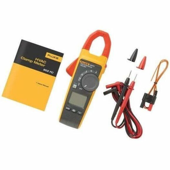 Fluke 902 FC HVAC Clamp Meter with included accessories - test leads, probes, manual, and carrying case-alternate-image1