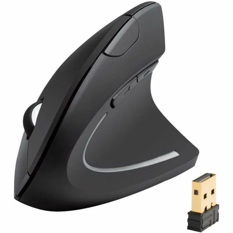 ANKER vertical ergonomic wireless mouse with USB receiver showcasing premium matte black design