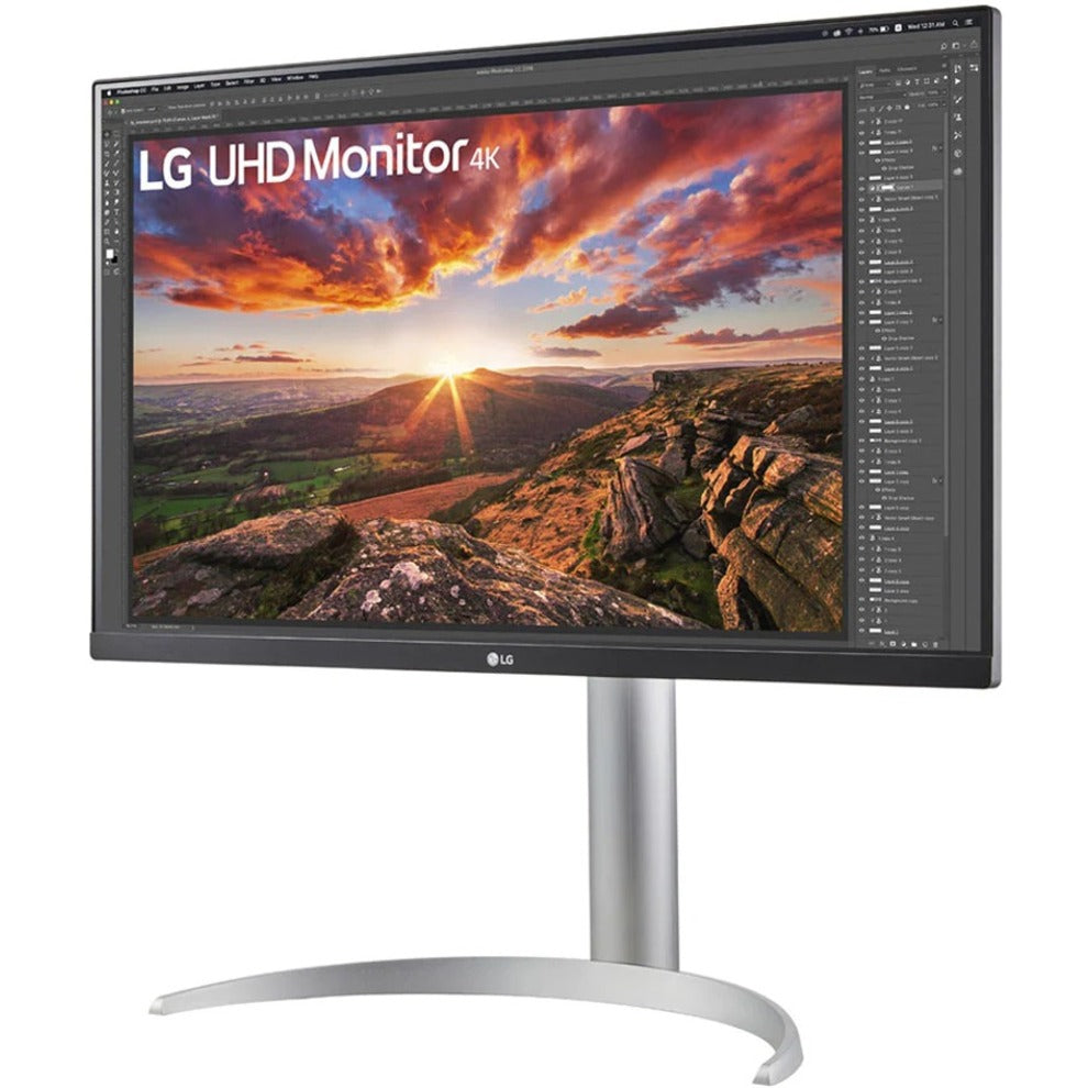 LG 27-inch 4K monitor displaying sunset landscape photo in Photoshop interface-alternate-image1