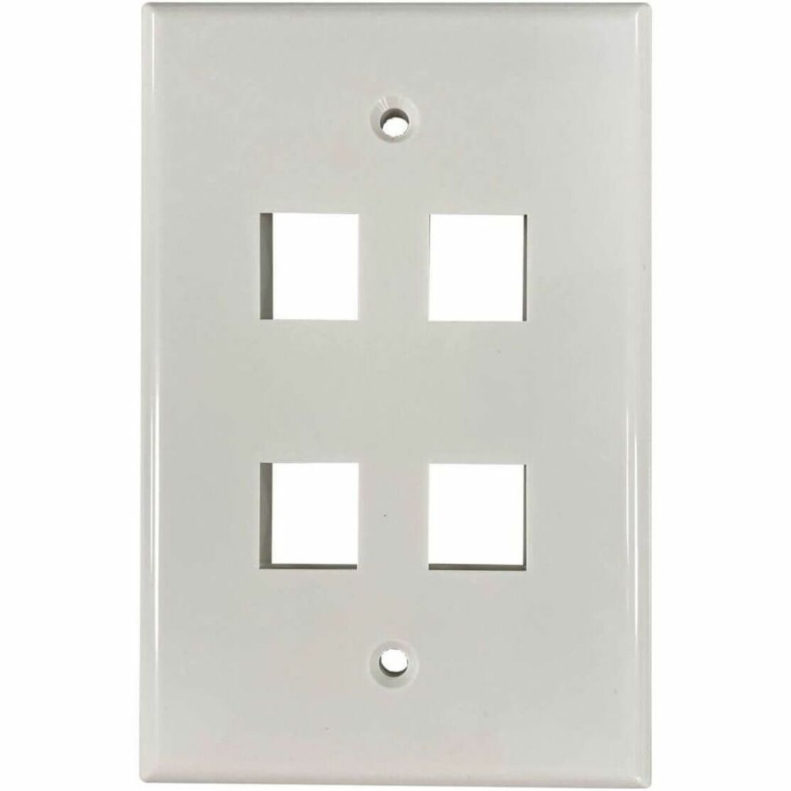 Front view of ivory 4-port keystone wall plate showing clean rectangular port cutouts-alternate-image1