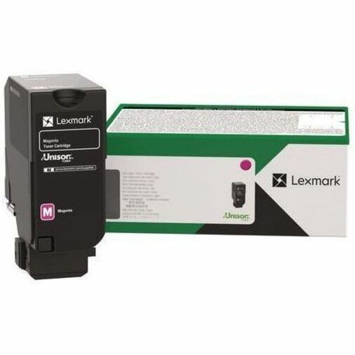 Lexmark 81C1XM0 magenta toner cartridge and retail packaging showing product details