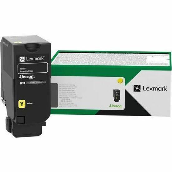 Lexmark 81C1XY0 yellow toner cartridge and retail packaging showing product details