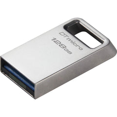 Kingston DataTraveler Micro Ultra-Small USB 3.2 Flash Drive, 128GB Storage, 200MB/s Read Speed, Premium Metal Design, Plug-and-Stay Storage, Silver - DTMC3G2/128GB (5 Year Warranty)