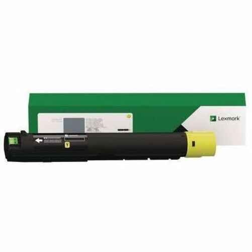 Lexmark 85D0HY0 yellow toner cartridge with green packaging showing product details-alternate-image1