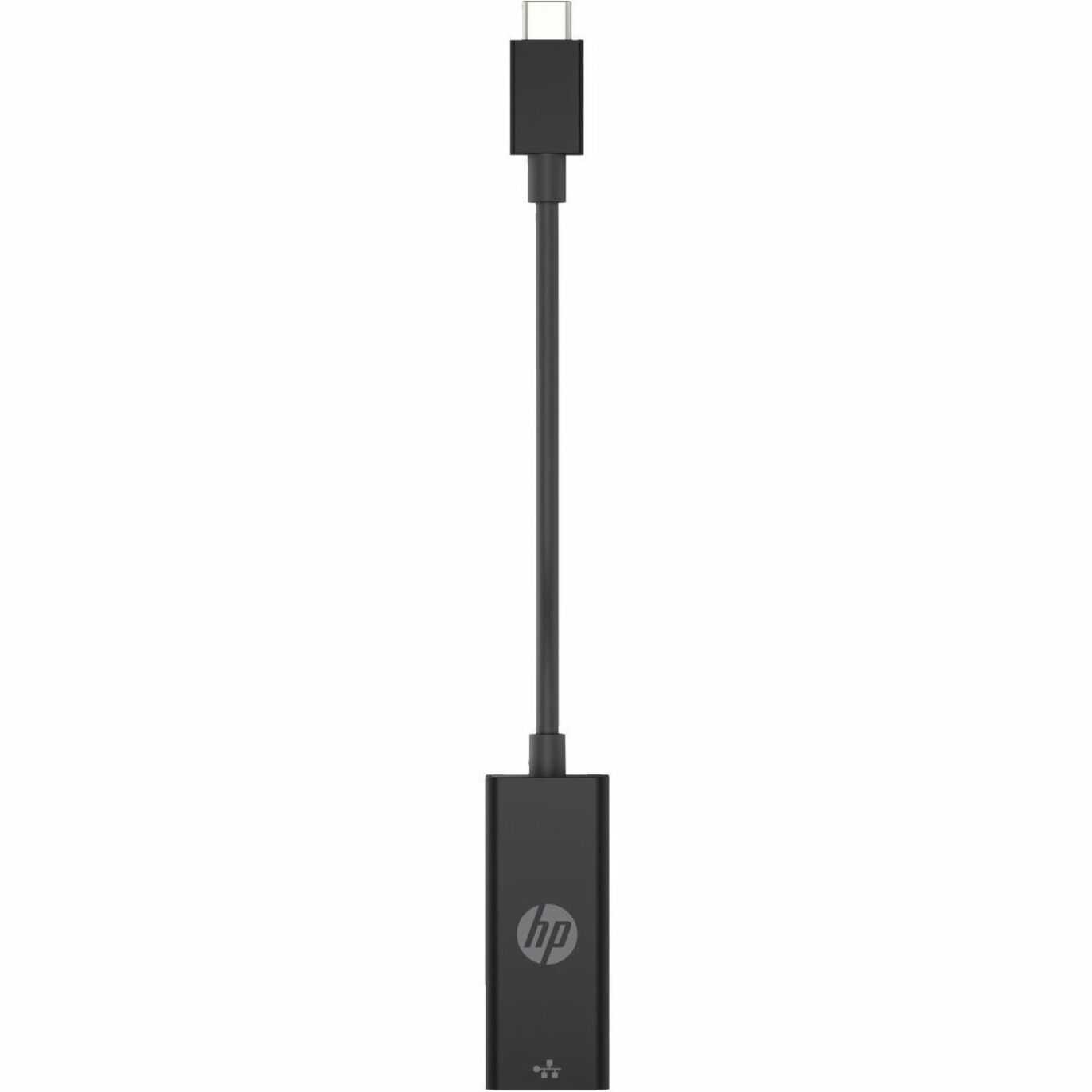 Vertical view of HP USB-C to RJ45 Adapter G2 showing full length and connectors-alternate-image3