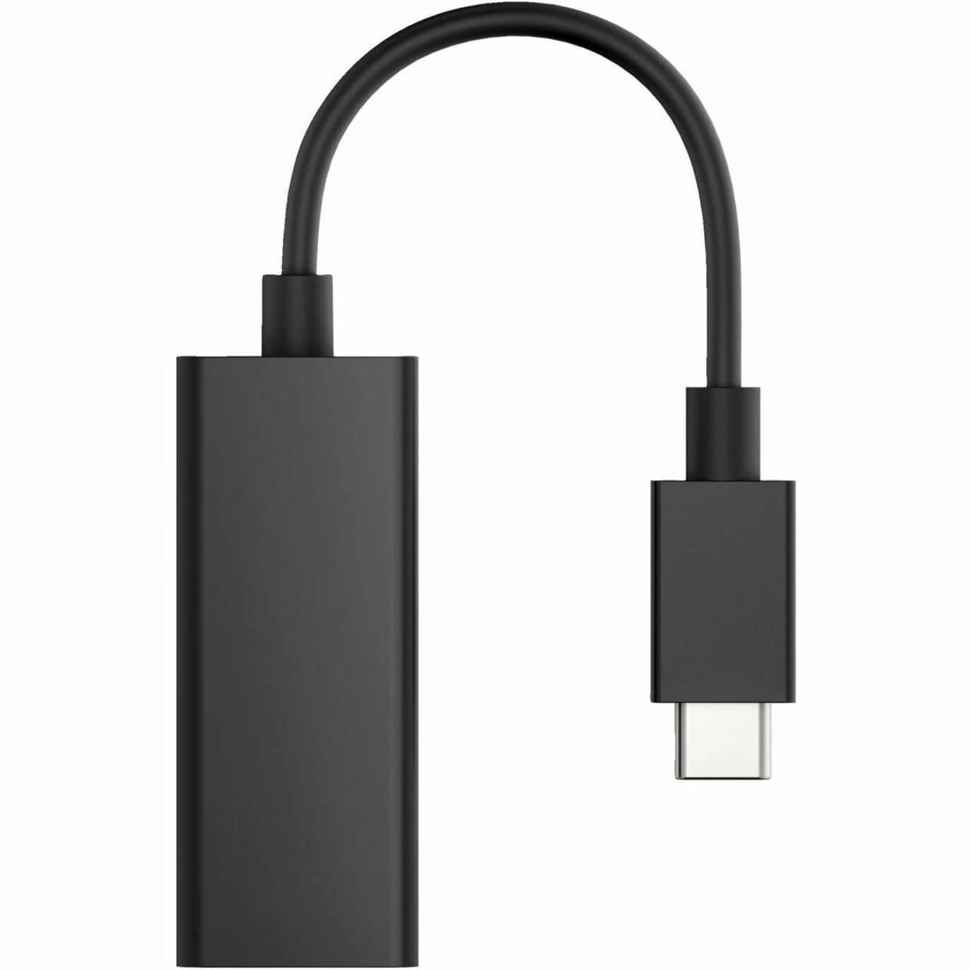 Profile view of HP USB-C to RJ45 Adapter G2 highlighting sleek design and curved cable-alternate-image5