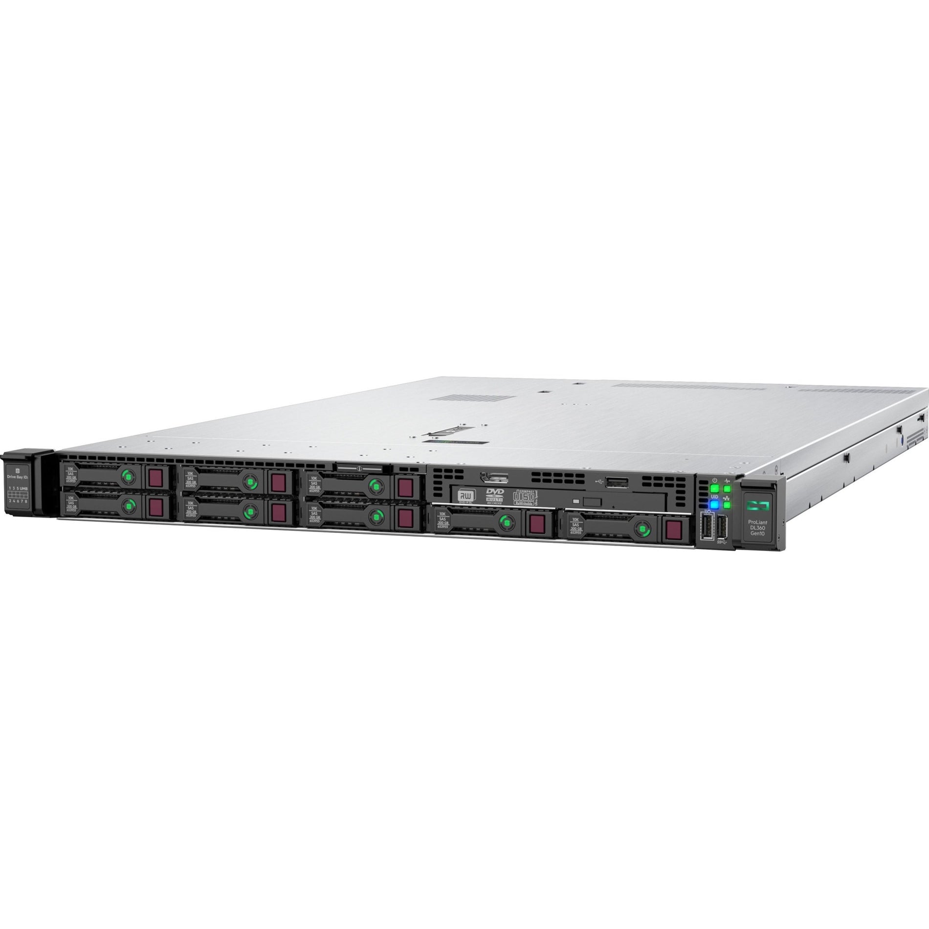 惠普 E ProLiant DL360 G10 1U 机架服务器 - 1 x 英特尔 至强 银牌 4210R 2.40 GHz - 32 GB 内存 - 串行 ATA 12Gb/s SAS 控制器 (P56956-B21)