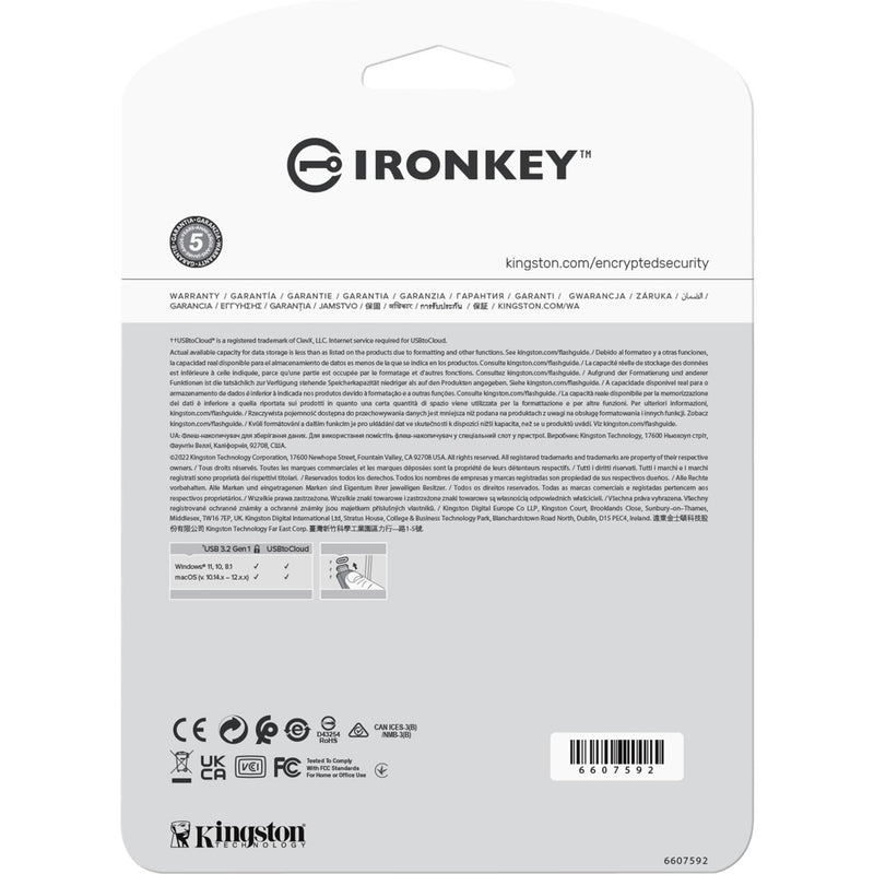 Warranty and certification information for IronKey Locker+ 50