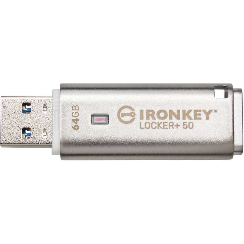 USB connector detail of IronKey Locker+ 50 showing USB 3.2 interface