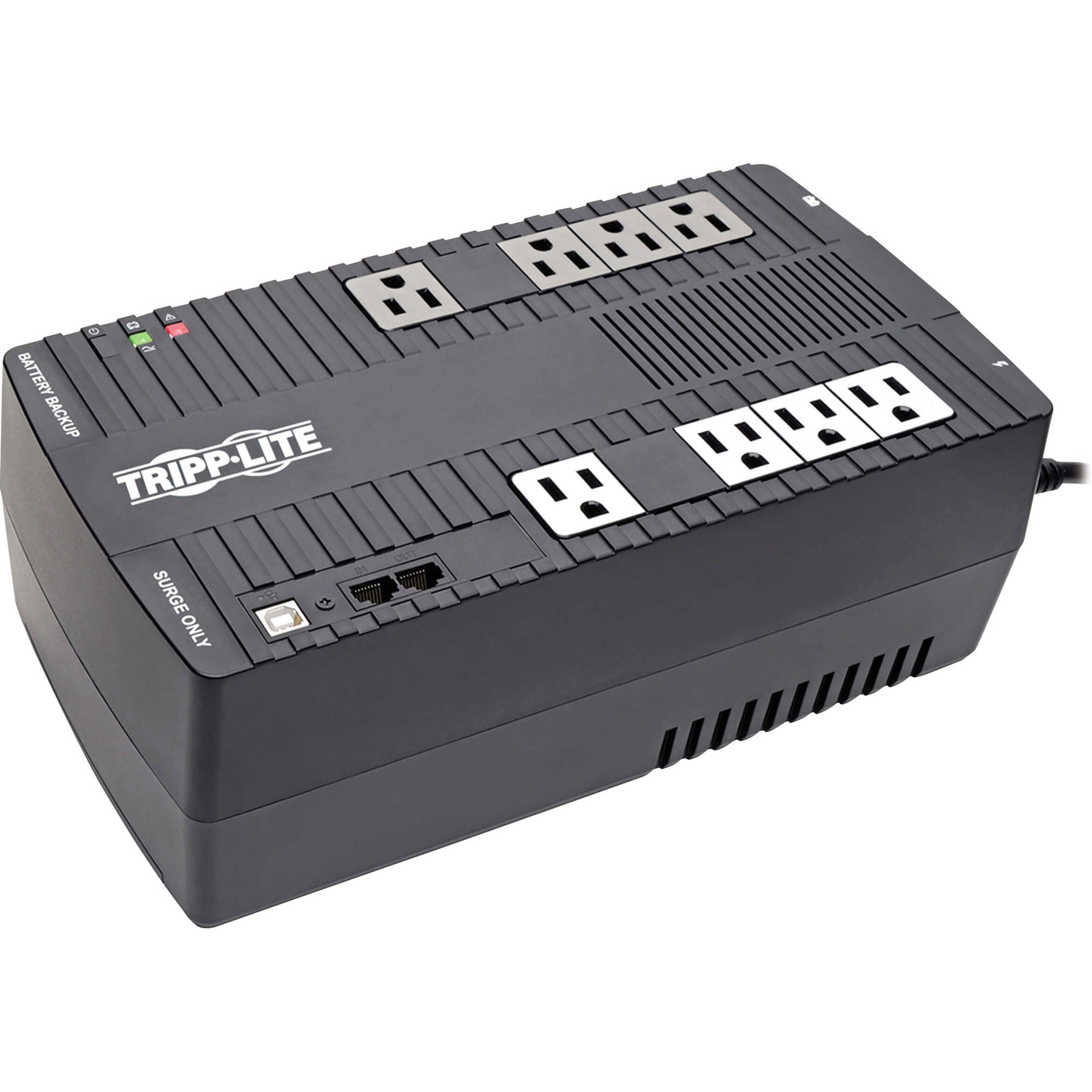 Tripp Lite by Eaton UPS w/AVR, Backup Time 20Min, 8 Outlets, 550VA, Black (AVR550U)