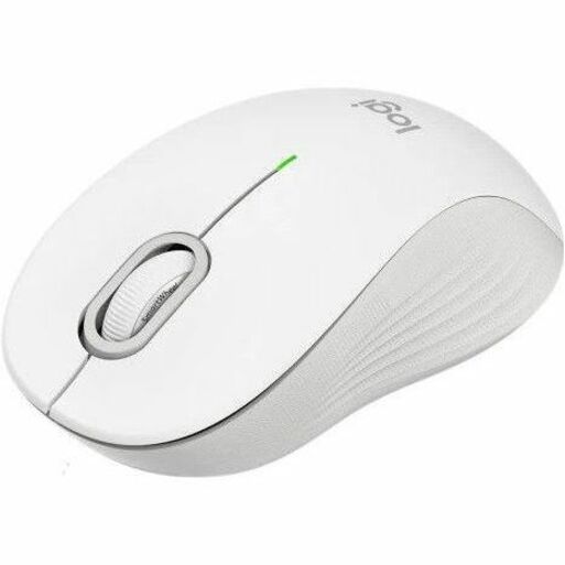 Logitech Signature M550 wireless mouse in white color showing top view with scroll wheel and LED indicator