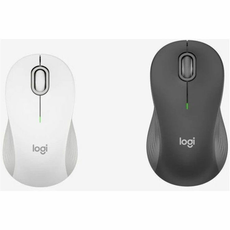 Side-by-side comparison of Logitech M550 mouse in white and graphite colors