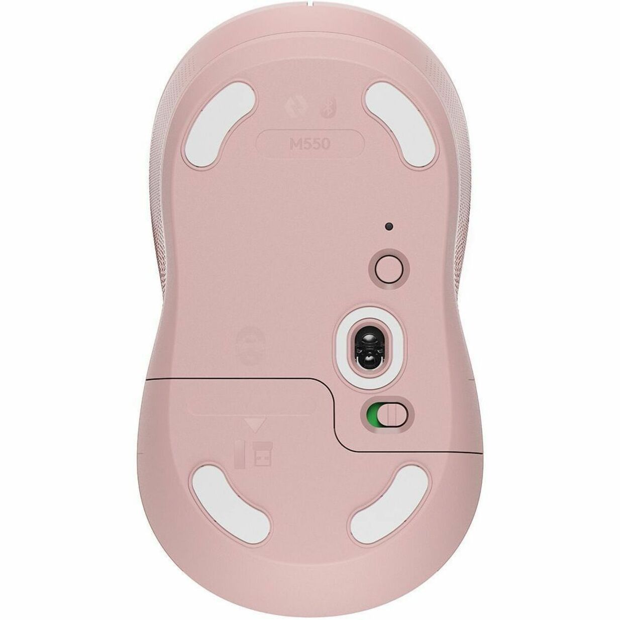 Bottom view of Logitech M550 mouse showing sensor and control buttons-alternate-image3