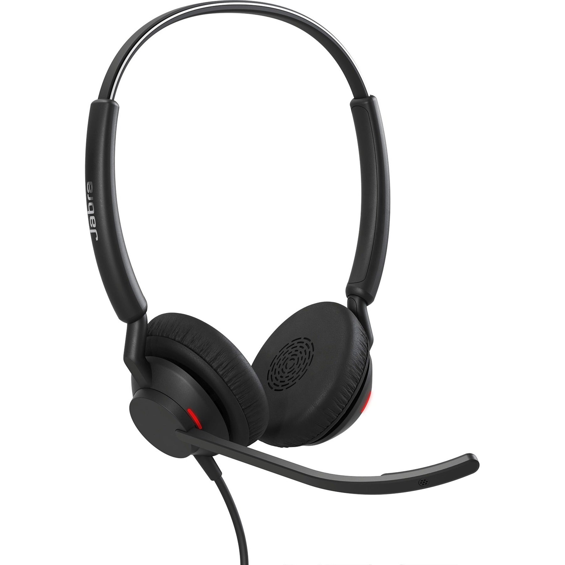 Close-up view of Jabra ENGAGE 40 headset emphasizing the ear cup design and status indicators-alternate-image4