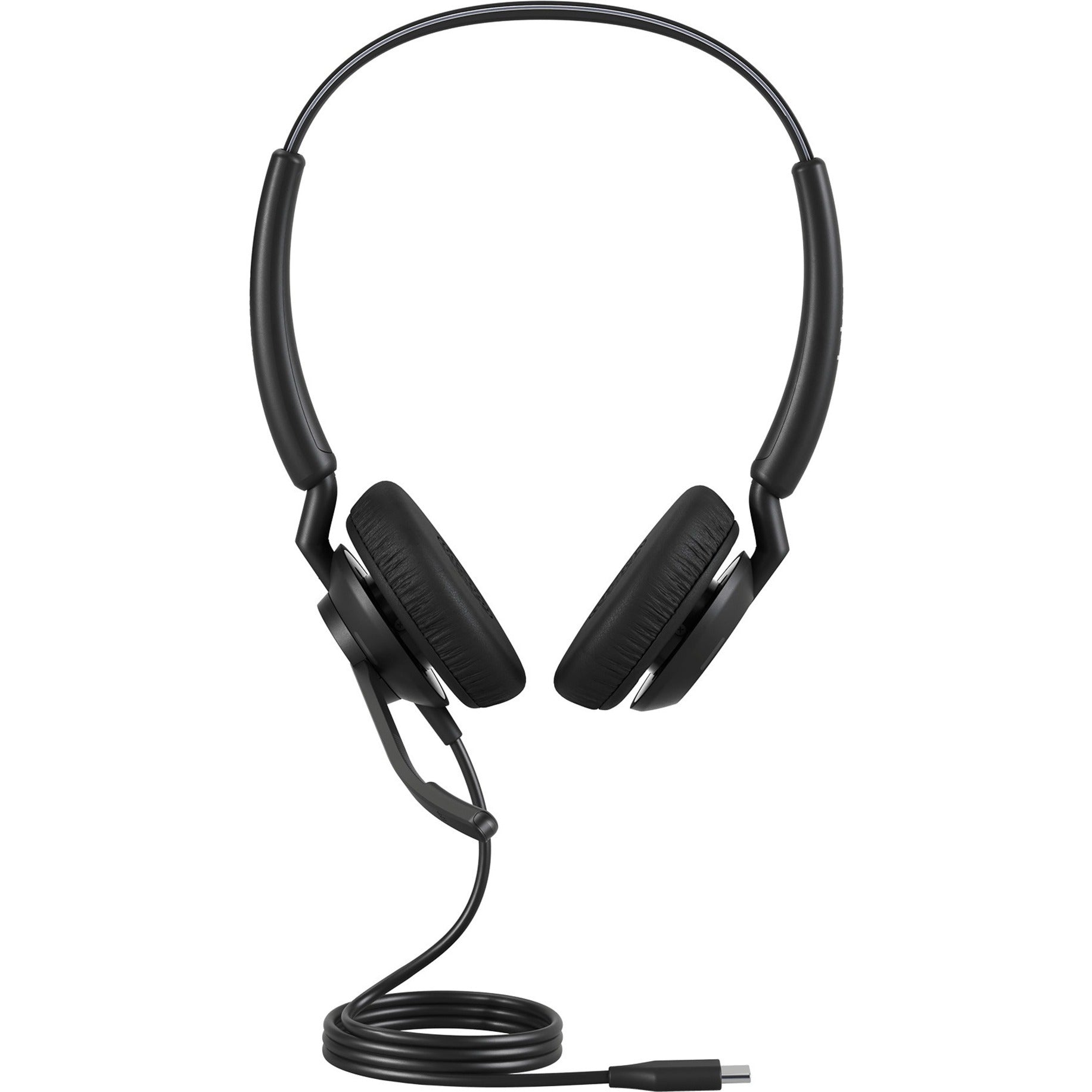 Front view of Jabra ENGAGE 40 stereo headset with USB-C cable and boom microphone-alternate-image1