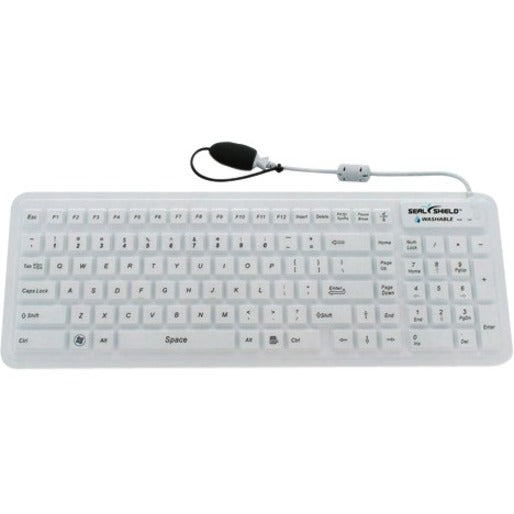 Seal Shield GLOW 2 Waterproof Backlit Keyboard, Dishwasher Safe, IP68-Certified, Magnetic Backing, USB Quick Connect, Full Numeric Keypad, Medical-Grade Compatible, White - SW106G2M (1 Year Warranty)