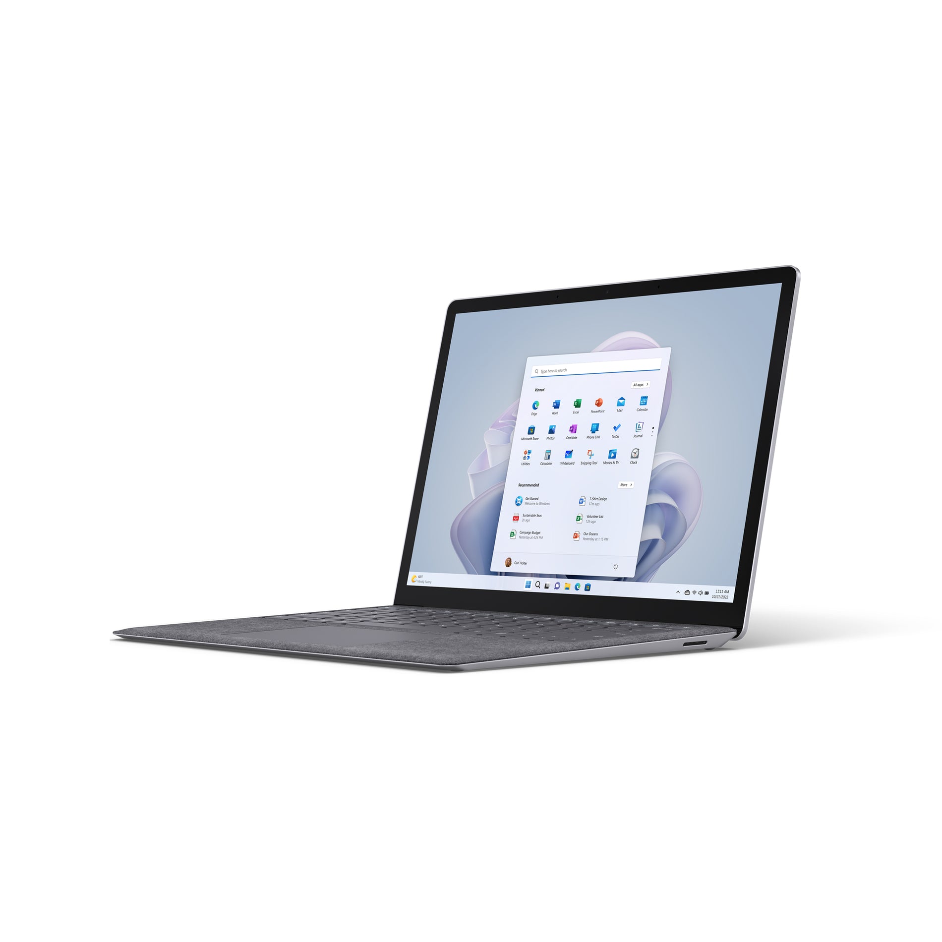 Side view of Surface Laptop 5 showcasing slim profile and platinum finish-alternate-image2